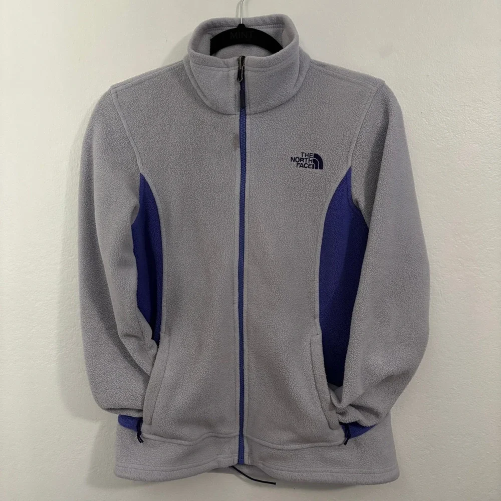 The‎ North Face Womens Full Zip Fleece Jacket Grey Purple Mock Neck NJ983488